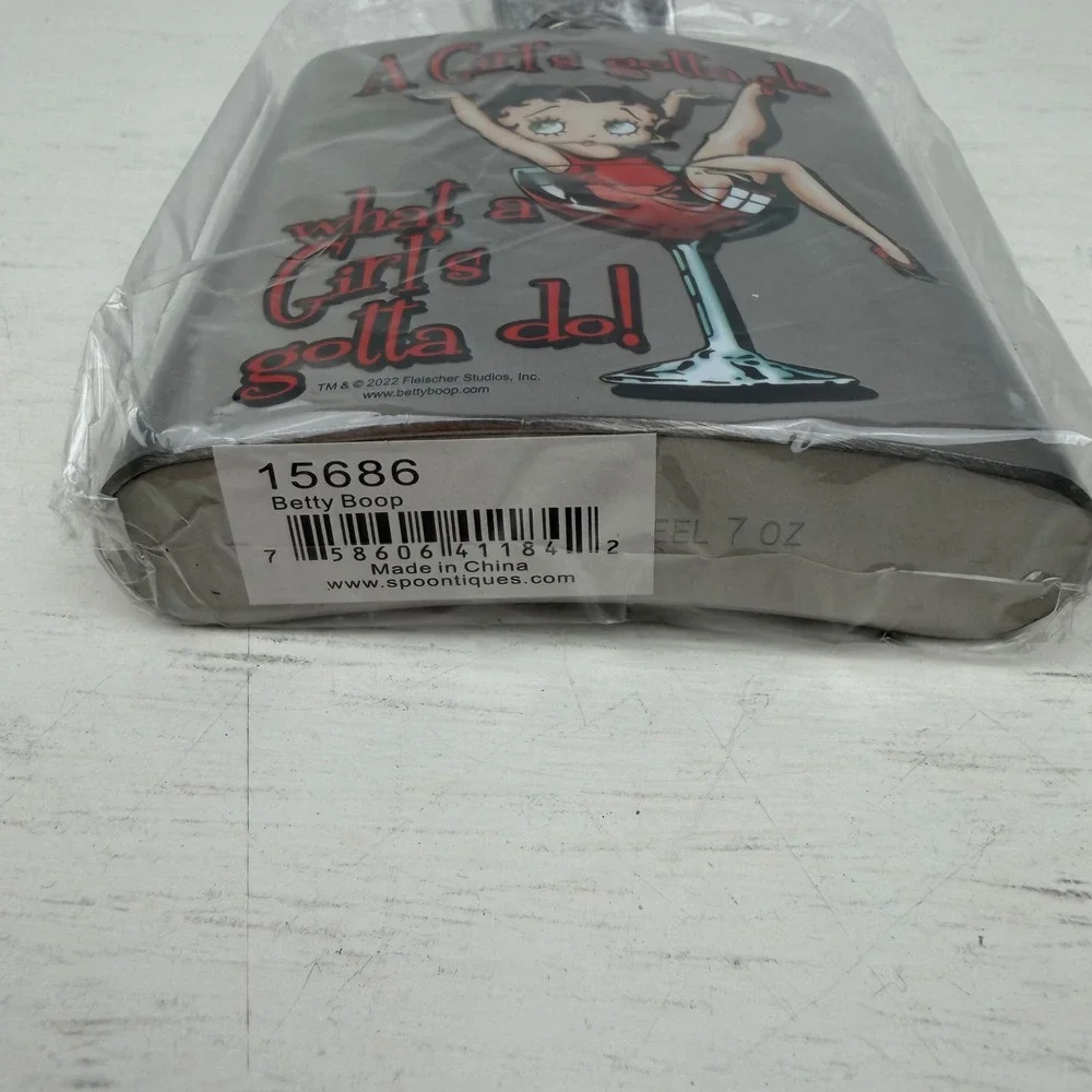 Spoontiques Betty Boop Stainless Steel Hip Flask with Funnel NEW